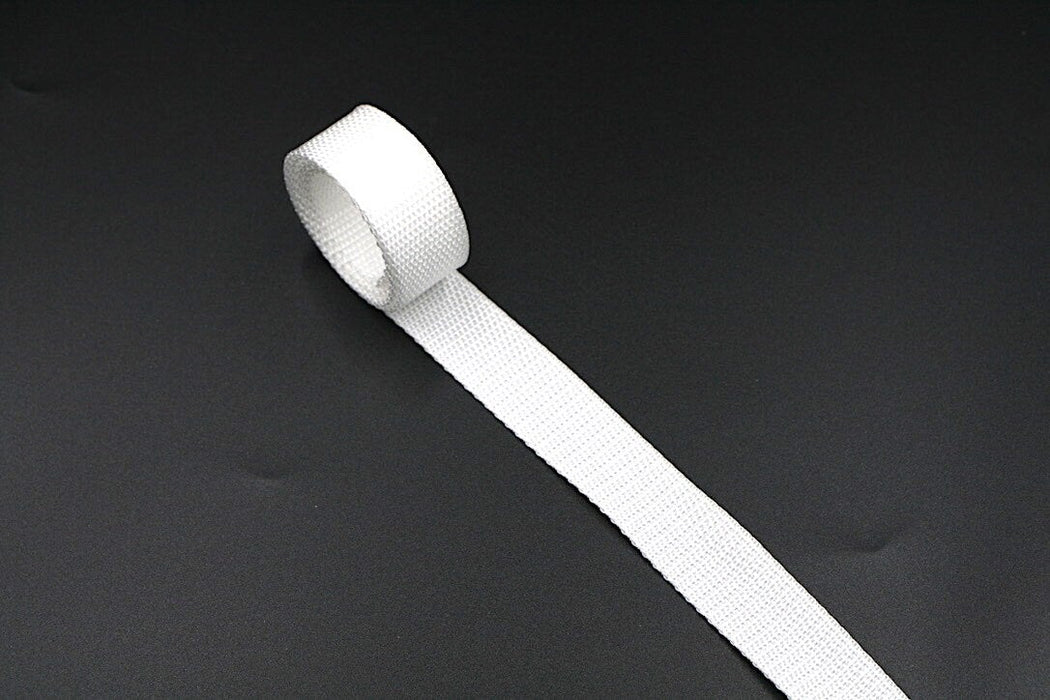 White Polypropylene 1 inch (25mm) width Webbing- by the yard
