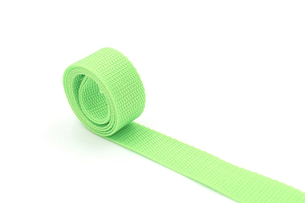 Lime Green Polypropylene 1 inch (25mm) width Poly Webbing- by the yard