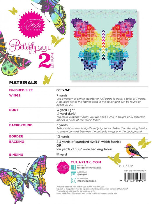 Tula Pink- Butterfly Quilt Kit with 8 Background Options
