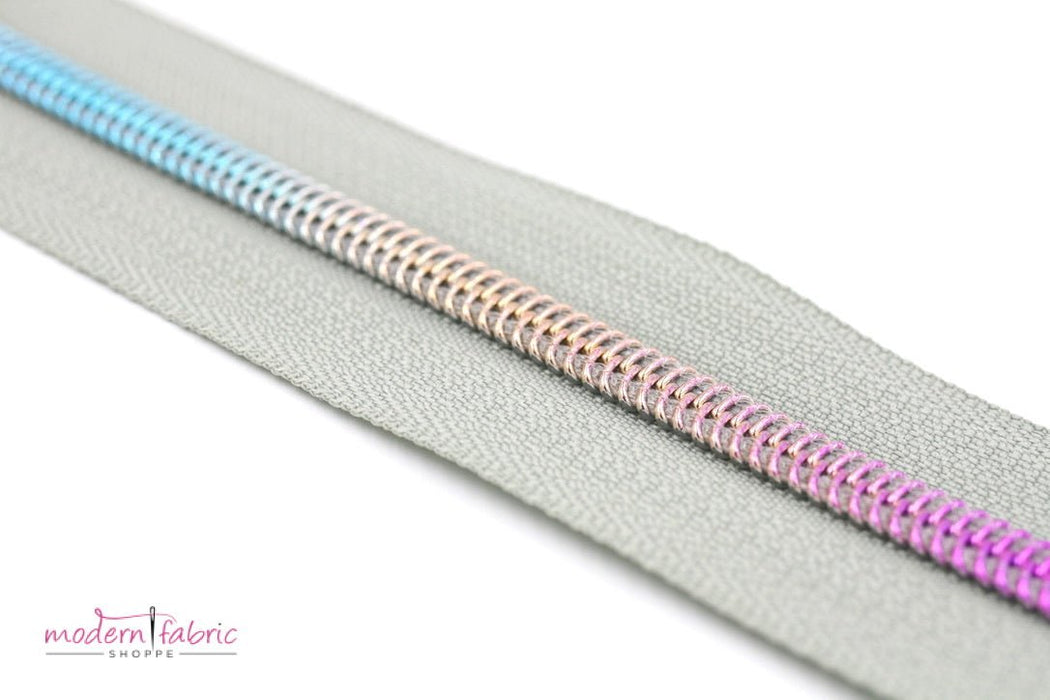 Light Grey- #5 Rainbow Nylon Coil Zipper Tape