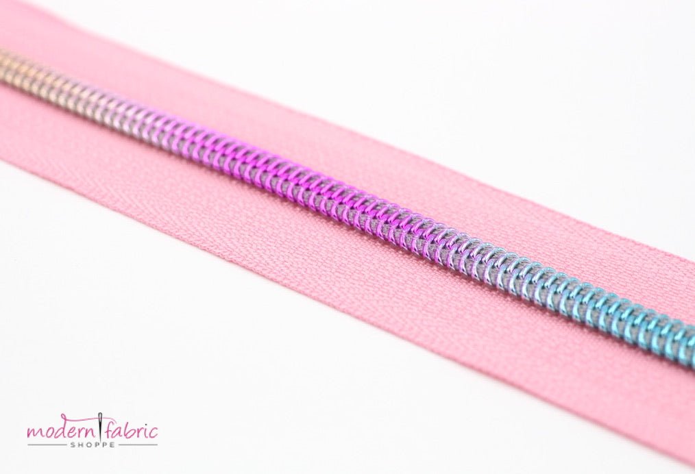 Rose Pink- #5 Rainbow Nylon Coil Zipper Tape