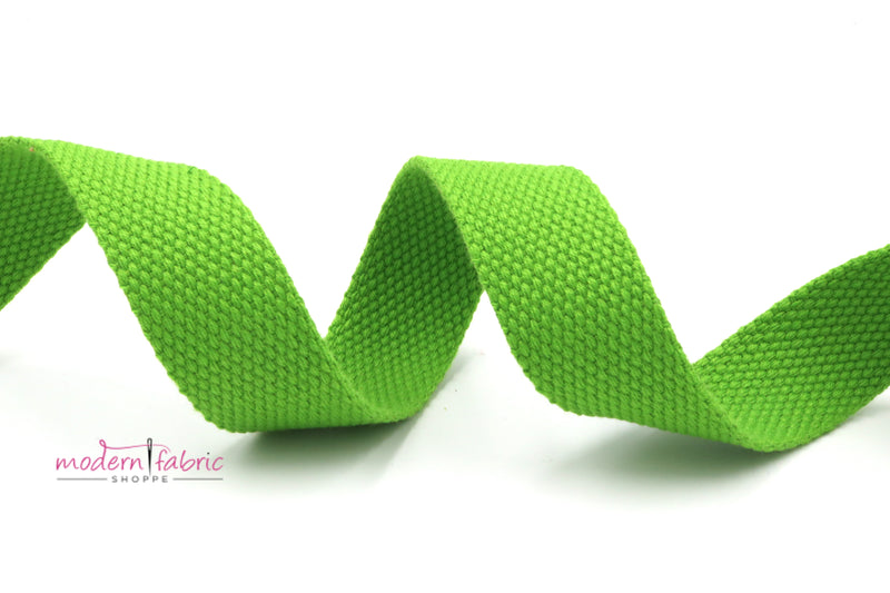 Lime Green Cotton 1 inch (25mm) width Webbing- by the yard