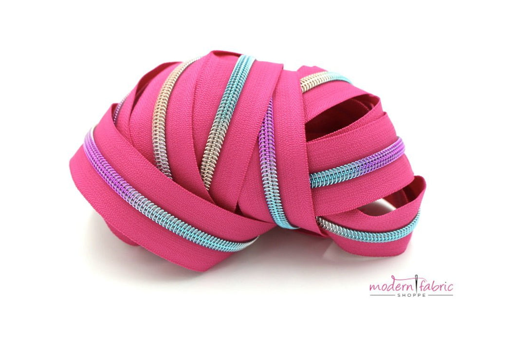 Lipstick Pink- #5 Rainbow Nylon Coil Zipper Tape