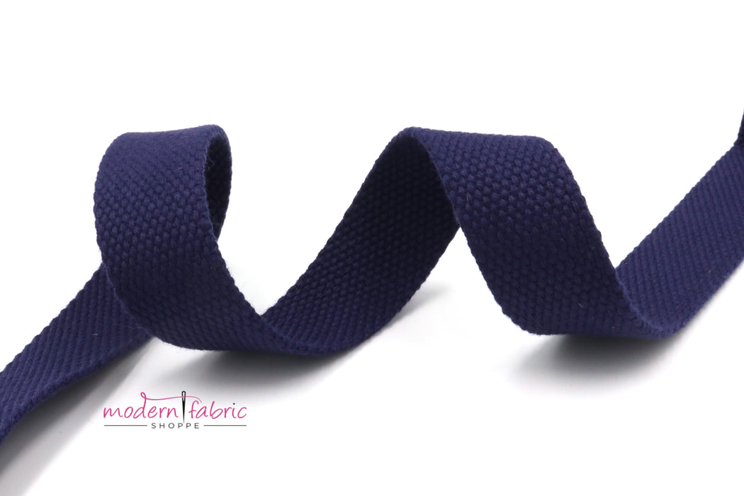 Navy Cotton 1 inch (25mm) width Webbing- by the yard
