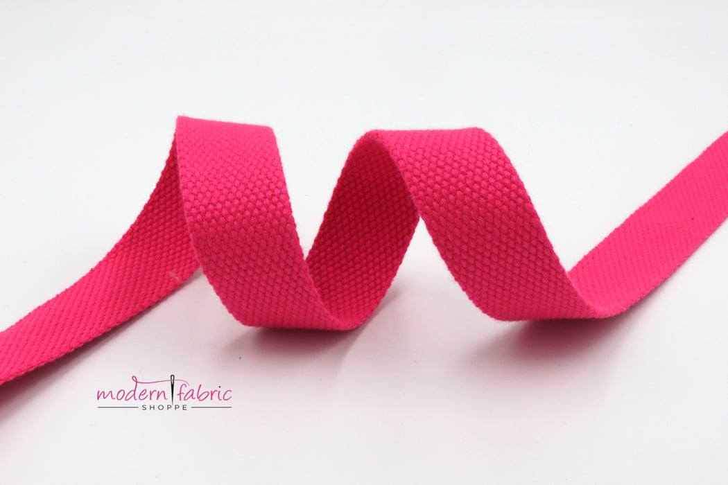 Pink Cotton 1 inch (25mm) width Webbing- by the yard