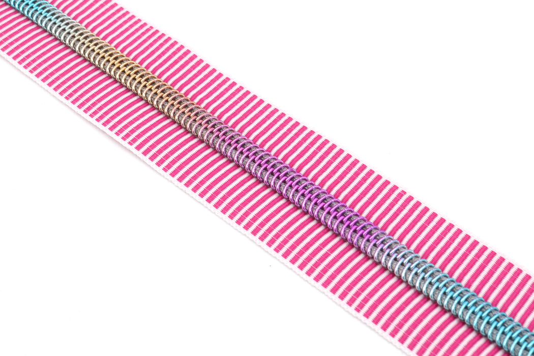 Pink Zebra Stripes- #5 Rainbow Nylon Coil Zipper Tape