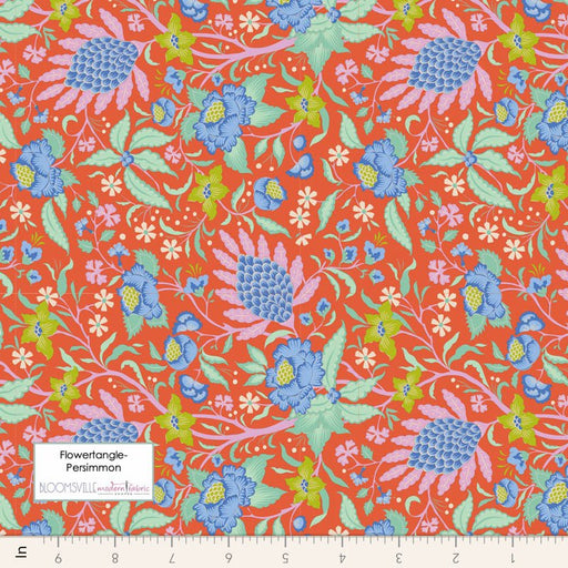PRE-Order Bloomsville- Flowertangle TIL100505-Persimmon- Half Yard- June 2023 - Modern Fabric Shoppe
