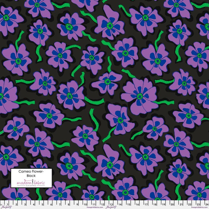 PRE-Order Kaffe Fassett August 2023 Collective- Camo Flower- PWBM088.BLACK- Half Yard - Modern Fabric Shoppe