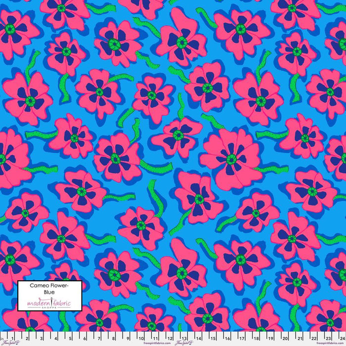 PRE-Order Kaffe Fassett August 2023 Collective- Camo Flower- PWBM088.BLUE- Half Yard - Modern Fabric Shoppe
