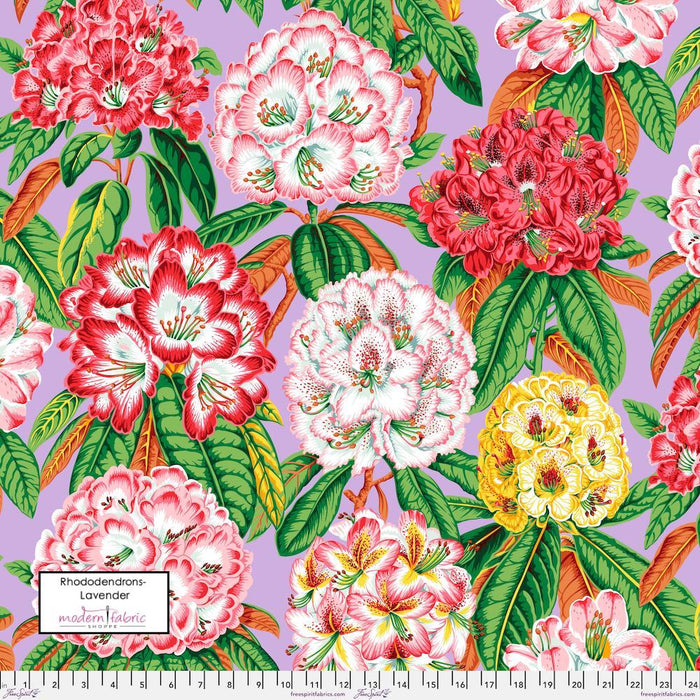PRE-Order Kaffe Fassett August 2023 Collective- Rhododendrons- PWPJ124.LAVENDER- Half Yard - Modern Fabric Shoppe