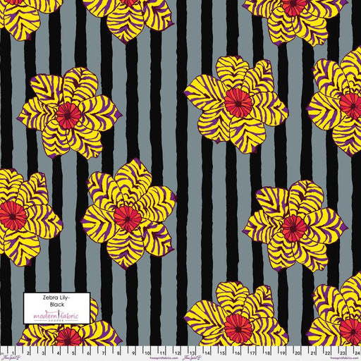 PRE-Order Kaffe Fassett August 2023 Collective- Zebra Lily- PWBM091.BLACK- Half Yard - Modern Fabric Shoppe