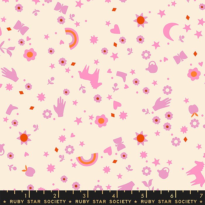 PRE-ORDER Meadow Star by Alexia Marcella Abegg- Dreamland RS 4099 11- Flamingo- Half Yard- February 2024 - Modern Fabric Shoppe