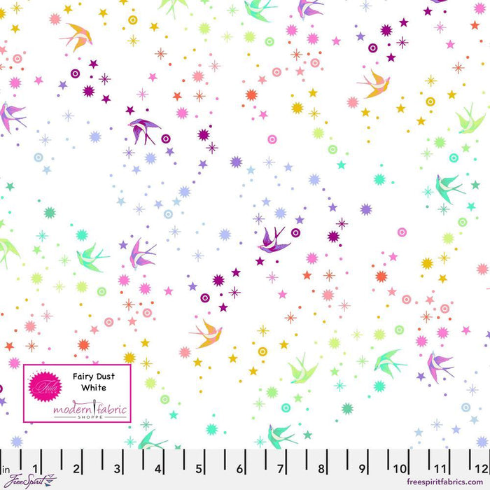 PRE-ORDER Tula Pink- True Colors Fairy Dust Rainbow- PWTP133.WHITE - Modern Fabric Shoppe