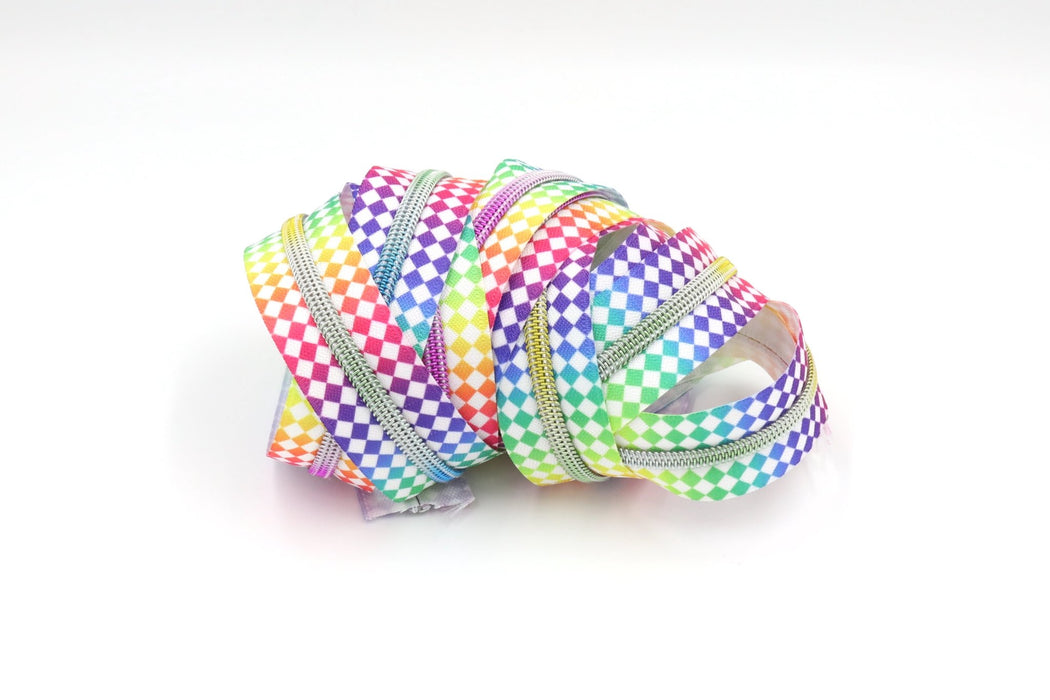 Rainbow Diamonds- #5 Rainbow Nylon Coil Zipper Tape - Modern Fabric Shoppe