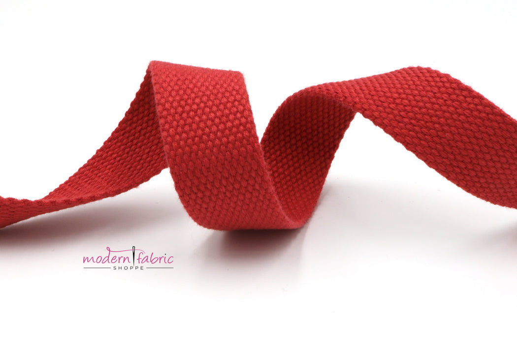 Red Cotton 1 inch (25mm) width Webbing- by the yard