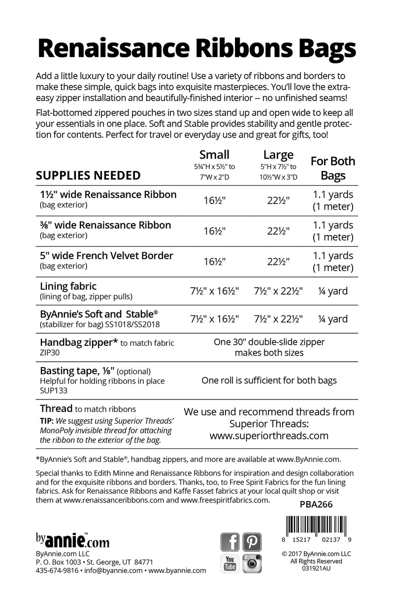 By Annie- Renaissance Ribbons Bag Pattern