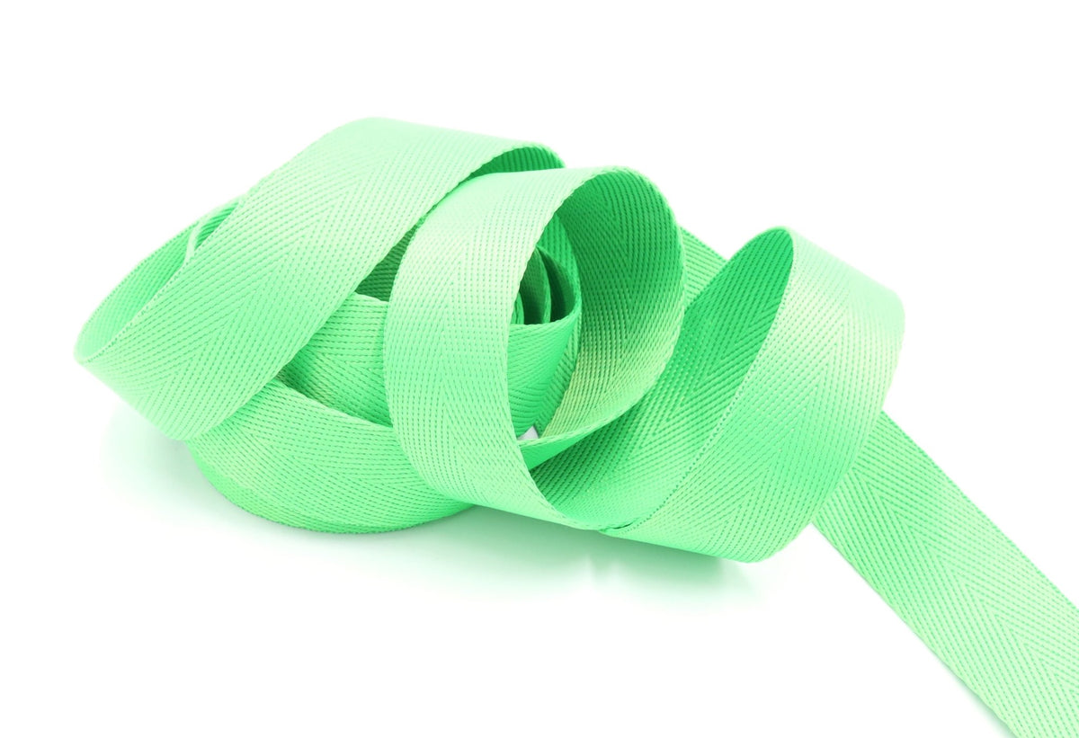 Spring Green Herringbone 1 inch (25mm) width Nylon Webbing- Strapping ...