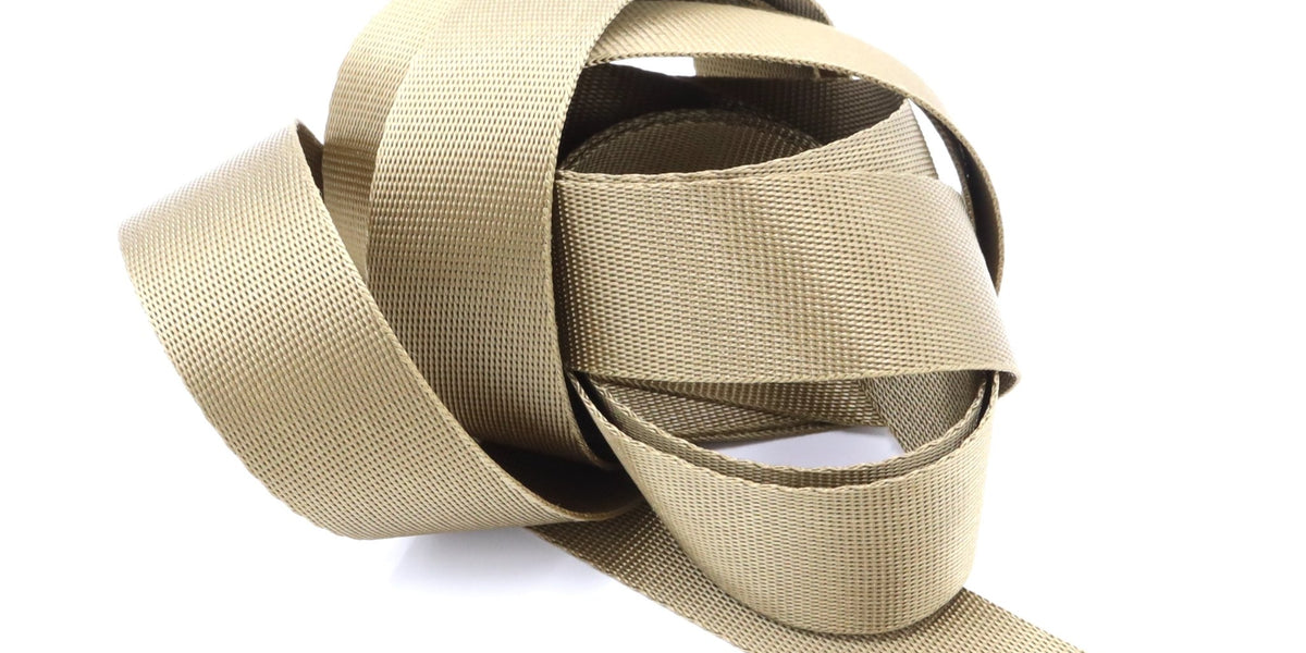 Tan 1 inch (25mm) width Nylon Webbing- Strapping by the yard