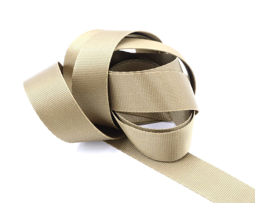 Tan 1 inch (25mm) width Nylon Webbing- Strapping by the yard - Modern Fabric Shoppe
