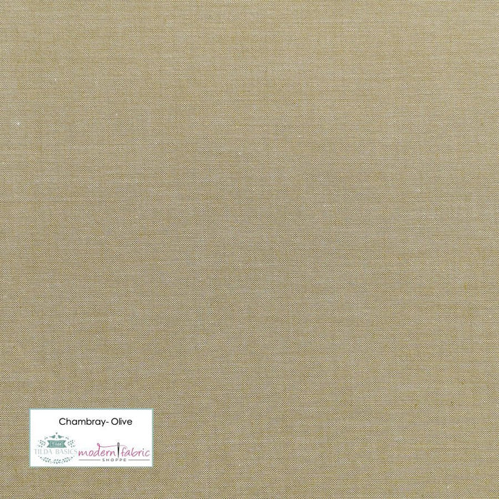 Tilda Chambray Basics- TIL160012-Olive- Half Yard - Modern Fabric Shoppe