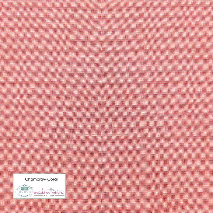 Tilda Chambray Basics- TIL160013-Coral- Half Yard - Modern Fabric Shoppe