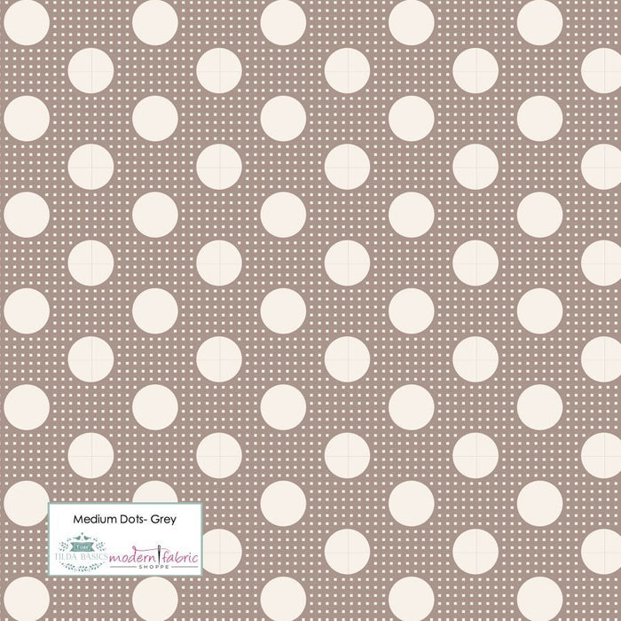 Tilda Medium Dots- TIL130012-Medium Grey- Half Yard - Modern Fabric Shoppe
