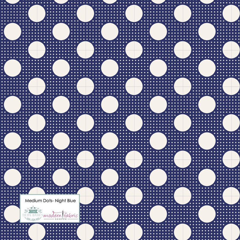 Tilda Medium Dots- TIL130026-Night Blue- Half Yard - Modern Fabric Shoppe