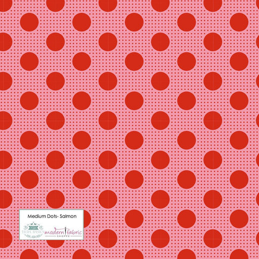 Tilda Medium Dots- TIL130028-Salmon- Half Yard - Modern Fabric Shoppe