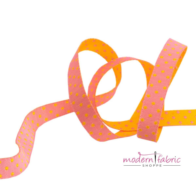 Tula Pink-Dots Flare Reversible- Tiny Strips and Dots- 3/8"- By the Yard