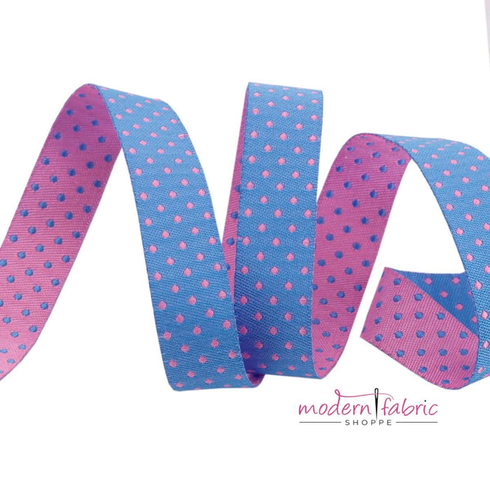 Tula Pink-Dots Sky Reversible- Tiny Strips and Dots- 5/8"- By the Yard