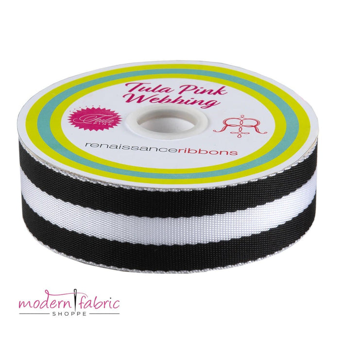 Tula Pink Webbing 1-1/2" (38mm) wide, Black and White