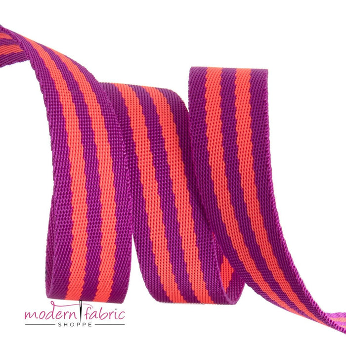 Tula Pink Webbing 1" (25mm) wide, Watermelon and Plum