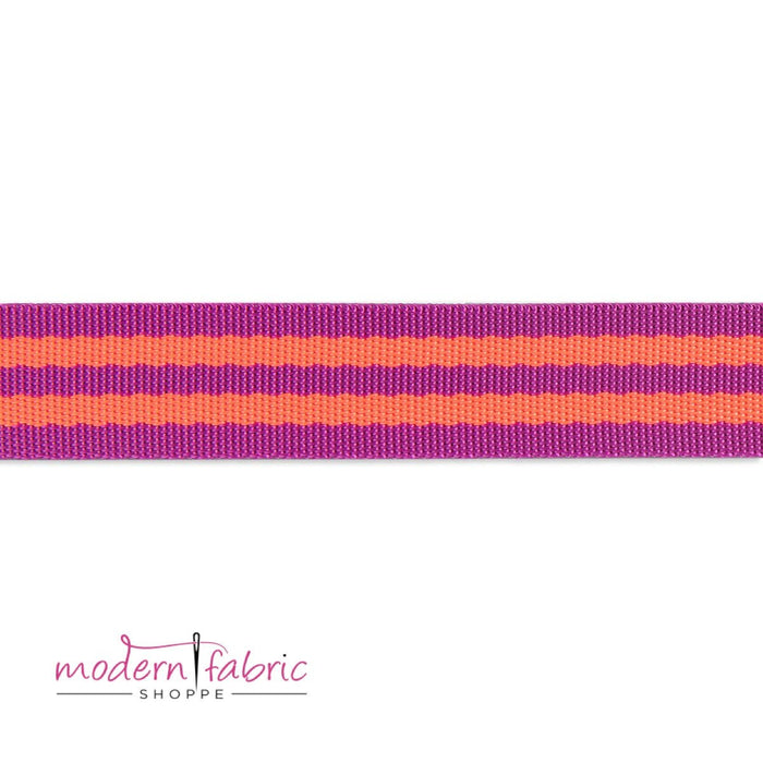 Tula Pink Webbing 1" (25mm) wide, Watermelon and Plum