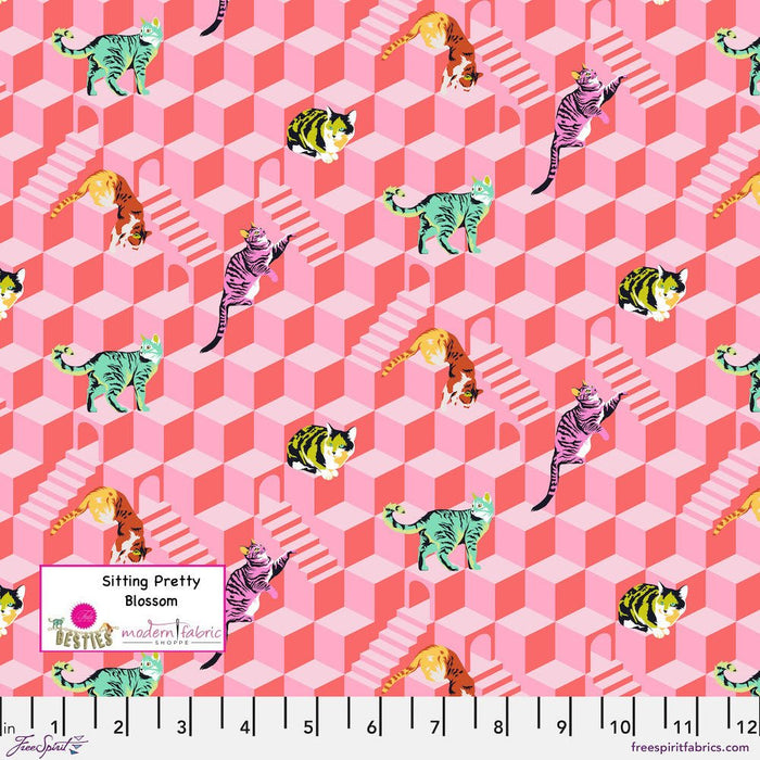 Tula Pink Besties- Sitting Pretty PWTP217.BLOSSOM- Half Yard - Modern Fabric Shoppe