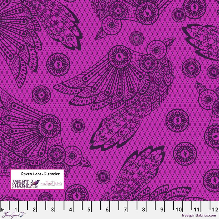 Tula Pink Nightshade- Raven Lace PWTP207.OLEANDER- Half Yard - Modern Fabric Shoppe
