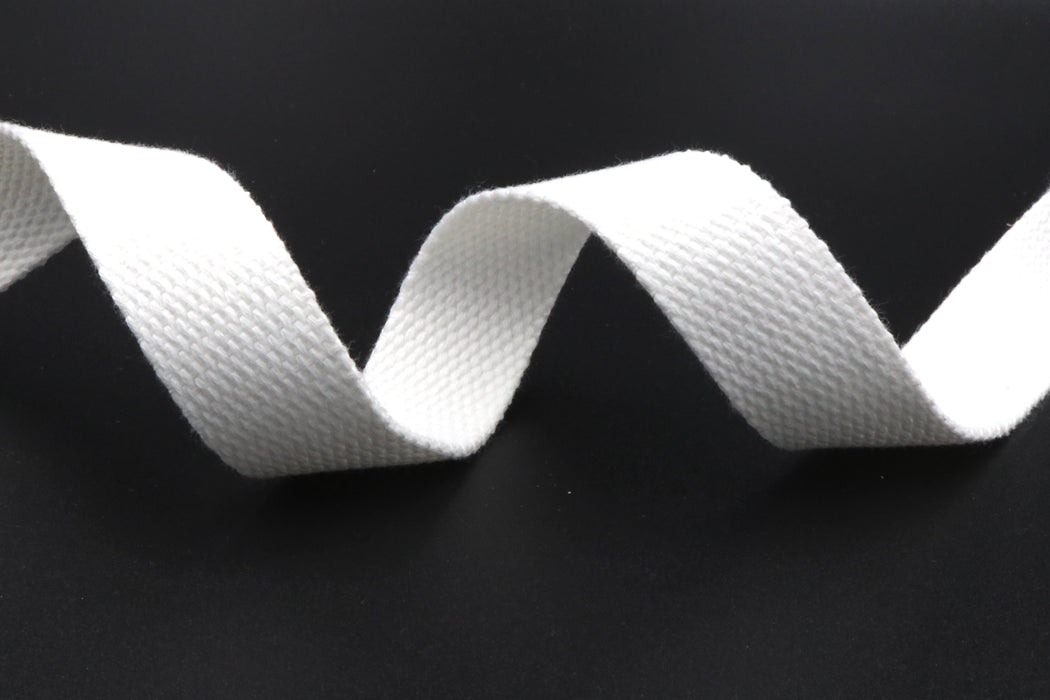 White Cotton 1 inch (25mm) width Webbing- by the yard