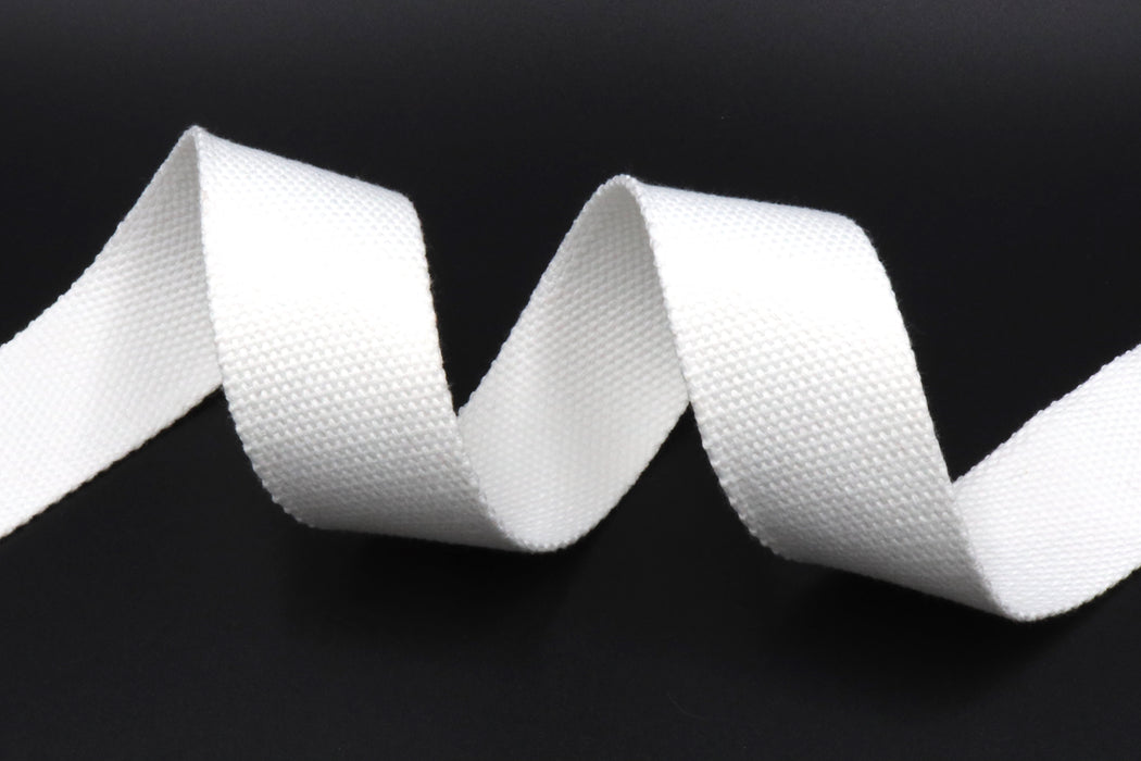 White Cotton 1 1/2 inch (38mm) width Webbing- by the yard