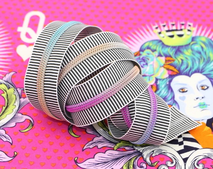 Zebra Stripes- #5 Rainbow Nylon Coil Zipper Tape - Modern Fabric Shoppe